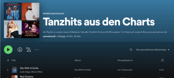 Screenshot, Spotify-Playlist, Tanzhits