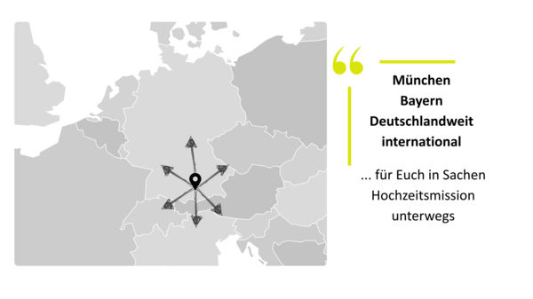 Kartenausschnitt Europa, Deutschland im Zentrum, Symbol für das Einsatzgebiet von DJ Sam André